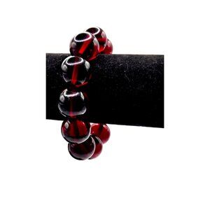 Deep Dragon Blood Red Natural Amber Bead Bracelet Burmese Vintage Rare